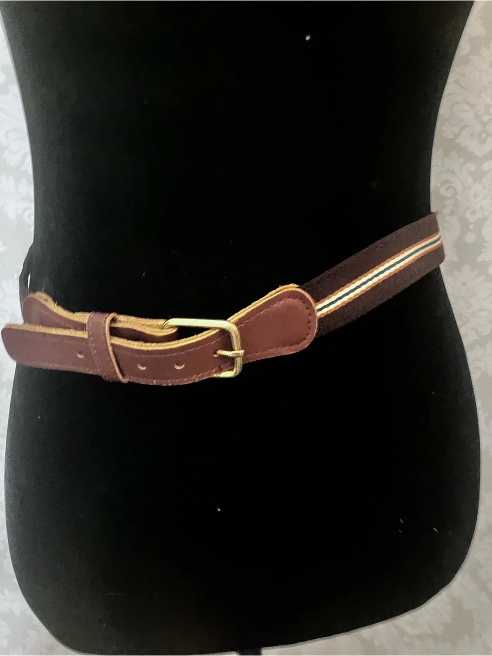 Grosgrain Ribbon Leather Tab Belt